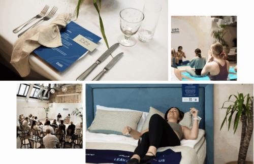 A collage of photographs from a Sleepeezee event