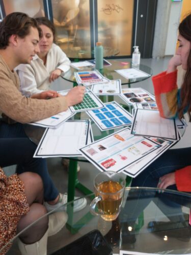 People brainstorming ideas at a workshop