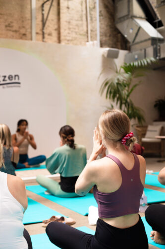 A yoga class at the Sleepeezee ZZZen event