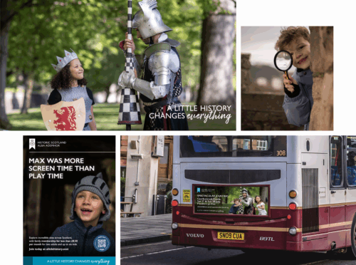 A collage of work for the Historic Scotland brand